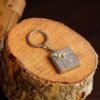 Square Shape Photo Locket Keychain with two pictures and text engraving on front and back, perfect for personalizing as a gift for someone special.