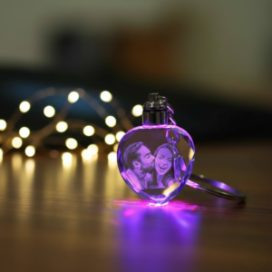 Beautifully boxed style personalized crystal heart keychain with festive fairy lights – premium birthday or holiday gift. (2)
