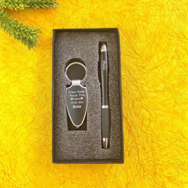 Personalized LED Pen & Keychain Combo - Drive Safe Keychain and Pen with Light