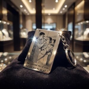 Personalized Photo and Text Engraved Metal Keychain premium-boutique-display