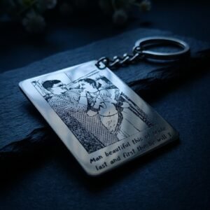 Personalized Photo and Text Engraved Metal Keychain soft-moonlight-atmosphere
