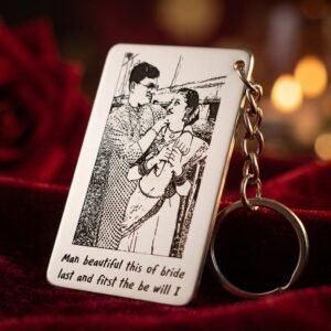 Personalized Photo and Text Engraved Metal Keychain the-ultimate-hero-masterpiece