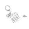 Stainless steel engraved date calendar keychain with 2mm thickness and name charm