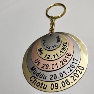 Personalized Metal Keychain for Him with Important Dates