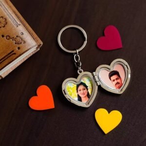 Personalized love shape Photo locket keychain