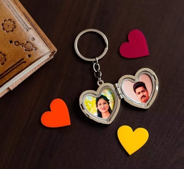 Personalized love shape Photo locket keychain