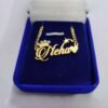Personalized Brass Name Necklace with Pendant and Box.