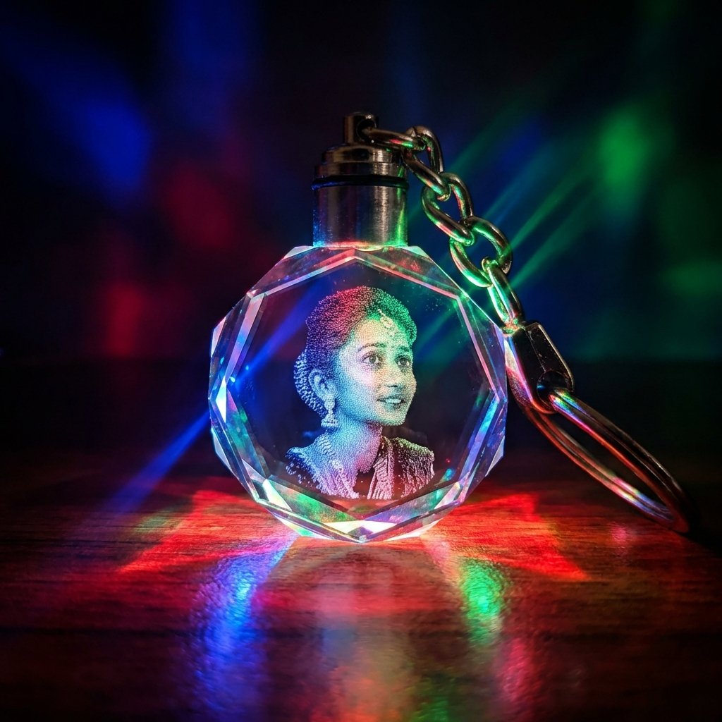 Personalized Octagonal Crystal Keychain Multicolor LED Light - Custom Gift the-ultimate-hero-masterpiece