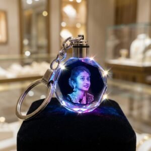 Personalized Octagonal Crystal Keychain Multicolor LED Light - Custom Giftpremium-boutique-display