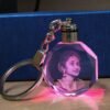 Personalized Octagonal Crystal Keychain - Multicolor LED Light - Custom Gift - Accessory for Keys