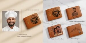 Your photo transformed into a laser-engraved keepsake wallet — customize with the image you provide.
