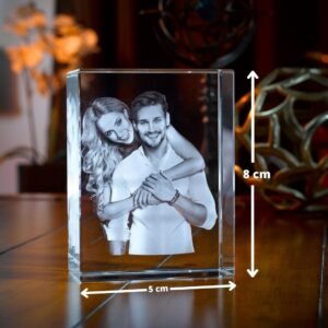 Customized 3D engraved crystal with couple's picture, perfect for Valentine's Day gift.