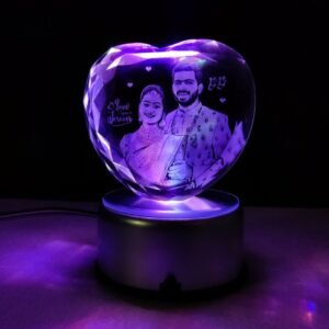 Heart Shape 3D Engraved Crystal - Best Wedding Gift | Unique and Personalized Anniversary Gift for Couples