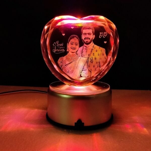 Heart Shape 3D Engraved Crystal - Image 2