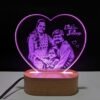 Love Shape 2D Engraved Crystal with Wooden Light Base for Valentine's Day