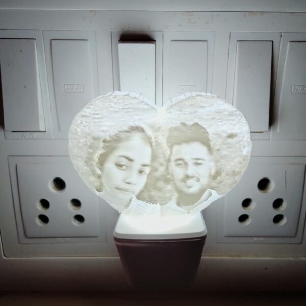Customized 3D printed heart shape night lamp with couple photos