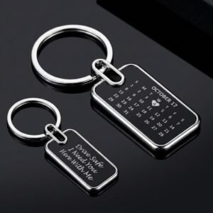 Custom Drive Safe and Metal Calendar Keychain - Personalized Keychain with Calendar and Text Engraving. crystal-clear-focus