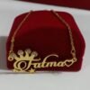Royal Heart Name Necklace with Gold Plated Crown and Stones - Personalized Heart-Shaped Pendant with Shimmering Stones and Gold Plated Crown