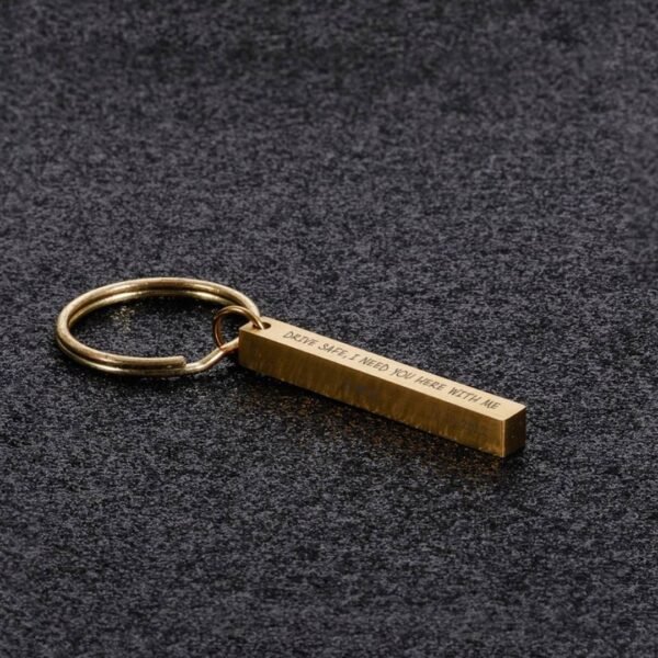 Personalized Drive Safe Bar Keychain - Customizable 4 Sides | Gold Color
