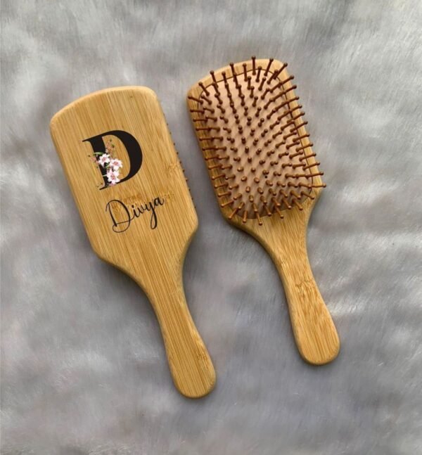 Personalized Bamboo Hair Brush - Engraved Wooden Bristle Brush - Eco-Friendly Material - Sustainable - Perfect Size for Daily Use