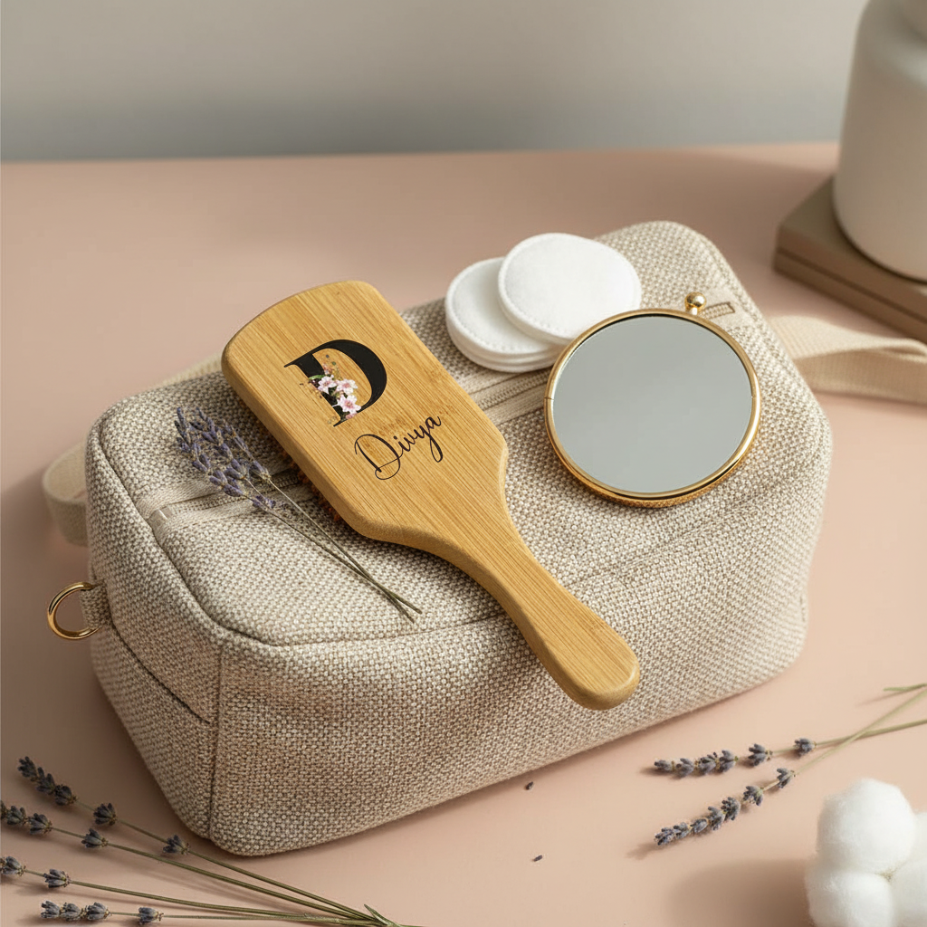 personalized_bamboo_floral_monogram_paddle_hairbrush_travel_flatlay