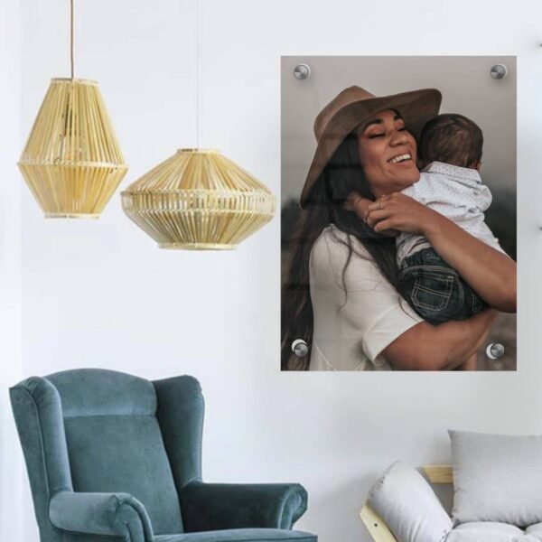 A custom photo acrylic sheet with a picture of a mother and her child, with the text “Mothers Day Custom Photo Acrylic Sheet - The Precious Gifts”.