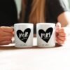 Customized Couple Coffee Mugs with Name and Date - Set of 2 High-Quality Ceramic Mugs with Names and Anniversary Date Customized - Perfect as a Personalized Gift for Couples.
