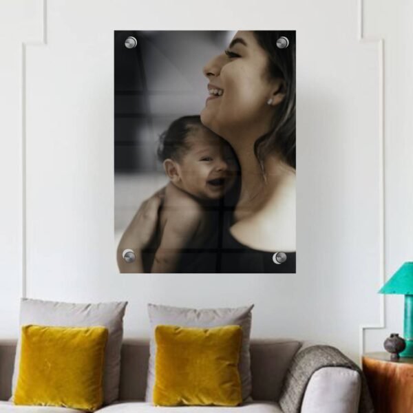 A photo acrylic sheet with a picture of a mother and her child, with the text “Personalized Photo Acrylic Sheet for Mothers Day - The Precious Gifts”.