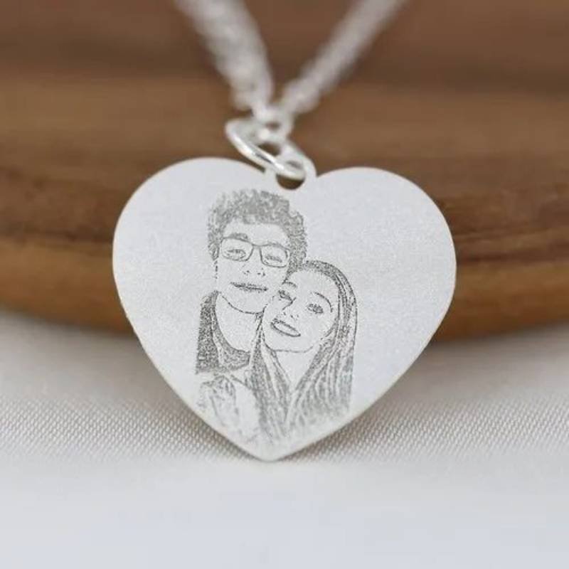 Silver Stainless Steel Heart Custom Engraved Necklaces