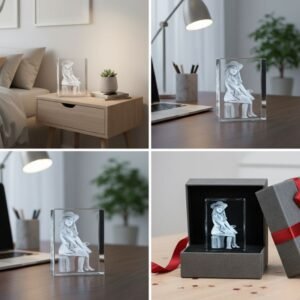 Crystal cube with custom portrait engraving