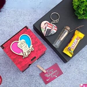 Custom Love Box with Photos, Keychain, Chocolate & Card