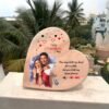 Customized wooden heart-shaped plaque with couple's photo and Valentine's Day greetings, ideal for gifting