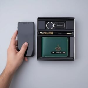 Executive gift box compared with mobile phone size for scale