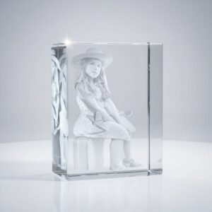 Memory keepsake engraved inside optical crystal