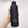 Matte black water bottle with personalized name engraving