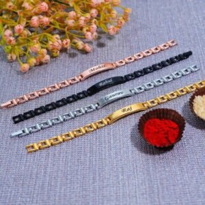 Personalized stainless steel bracelets with custom name engraving