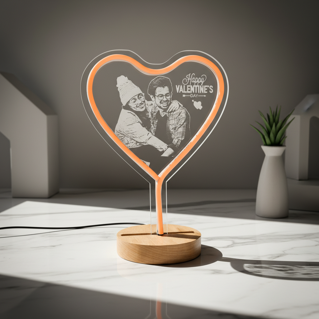 Personalized Heart Shape Acrylic Photo Lamp – Custom LED Memory Light - Image 10