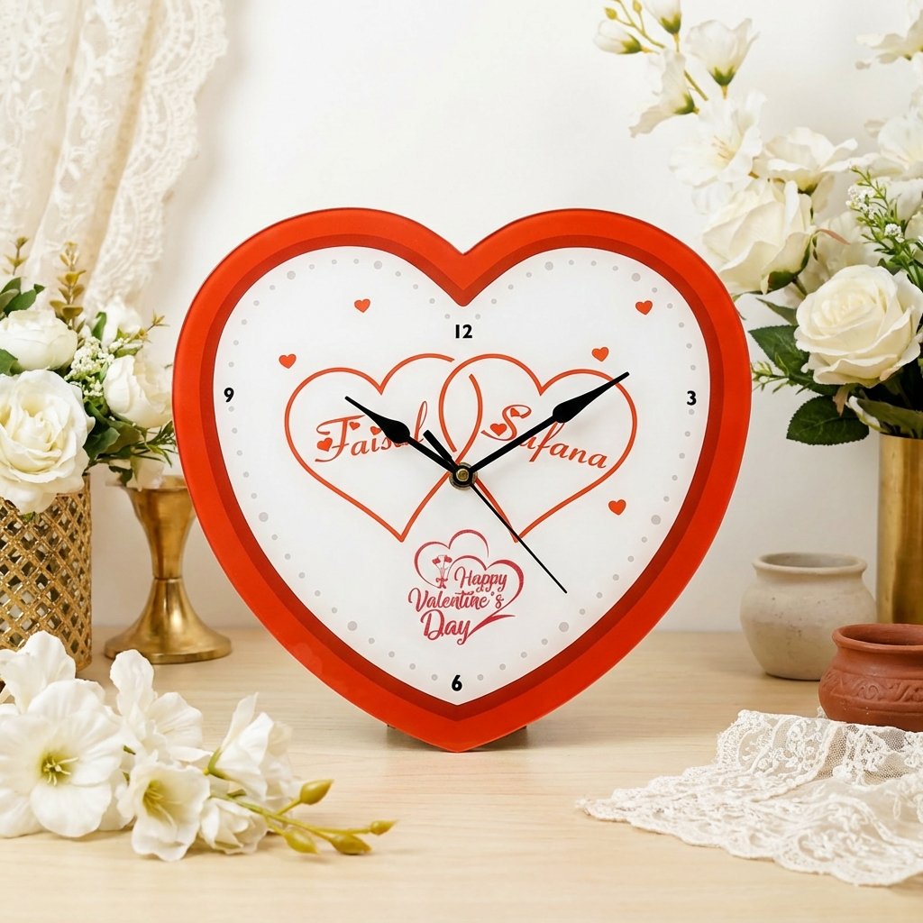Personalized Heart Shape Name Clock – Custom Romantic Wall & Table Clock - Image 2