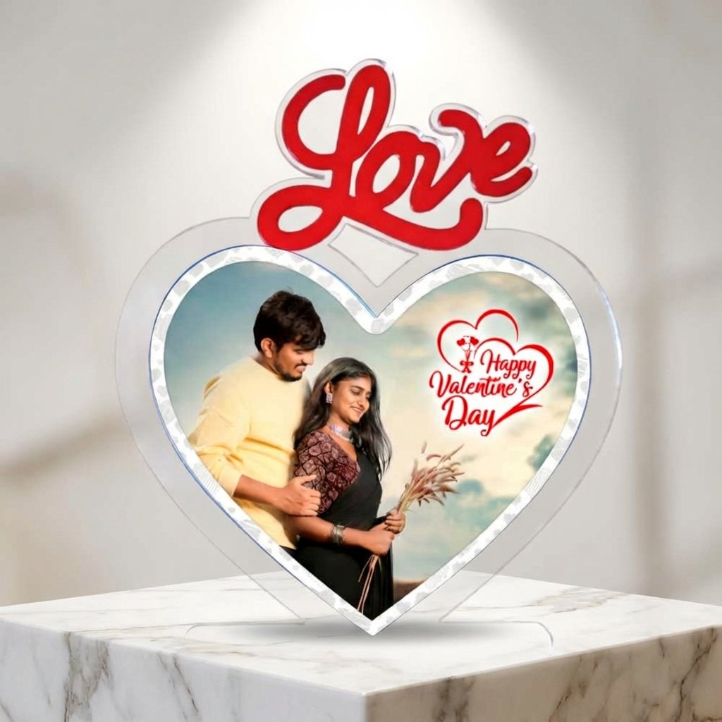 Personalized Love Photo Acrylic LED Lamp – Custom Heart Frame Light - Image 8