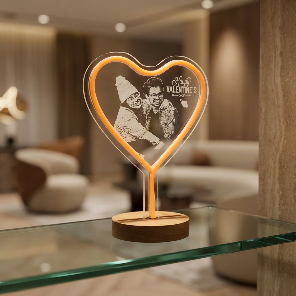 Personalized Heart Shape Acrylic Photo Lamp – Custom LED Memory Light - Image 9