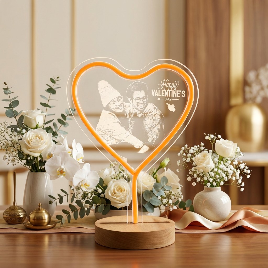 Personalized Heart Shape Acrylic Photo Lamp – Custom LED Memory Light - Image 4