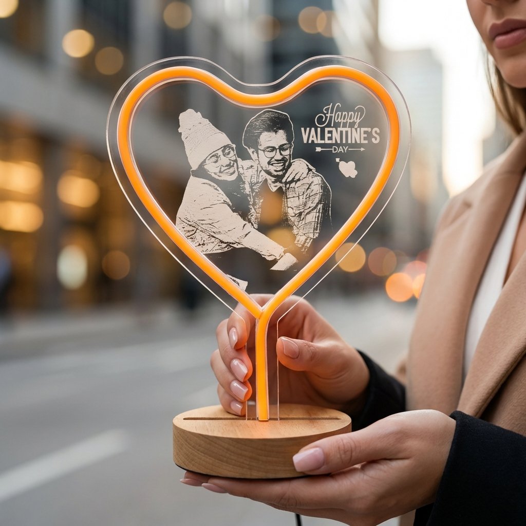Personalized Heart Shape Acrylic Photo Lamp – Custom LED Memory Light - Image 7