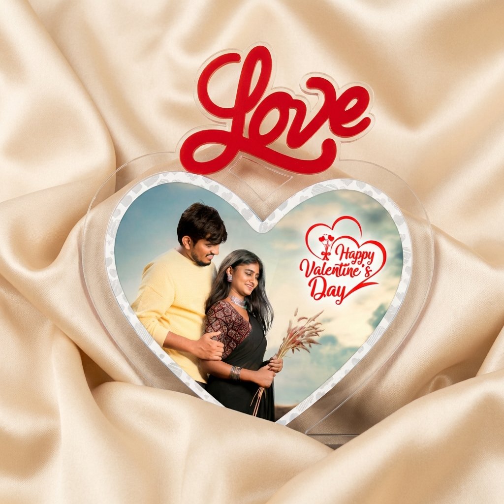 Personalized Love Photo Acrylic LED Lamp – Custom Heart Frame Light - Image 7