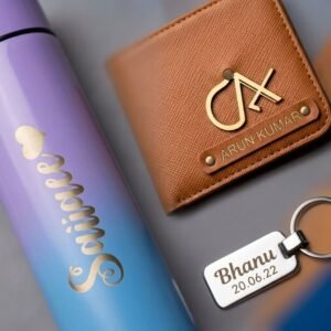 Best Birthday Gift Hamper for Husband with Temperature Bottle — close-up detail view showing personalisation and craftsmanship