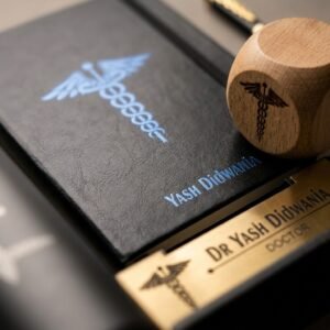 Professional Custom Gift Set - Flask, Diary, Pen Stand, Pen, Keychain & Paper Weight — close-up detail view showing personalisation and craftsmanship