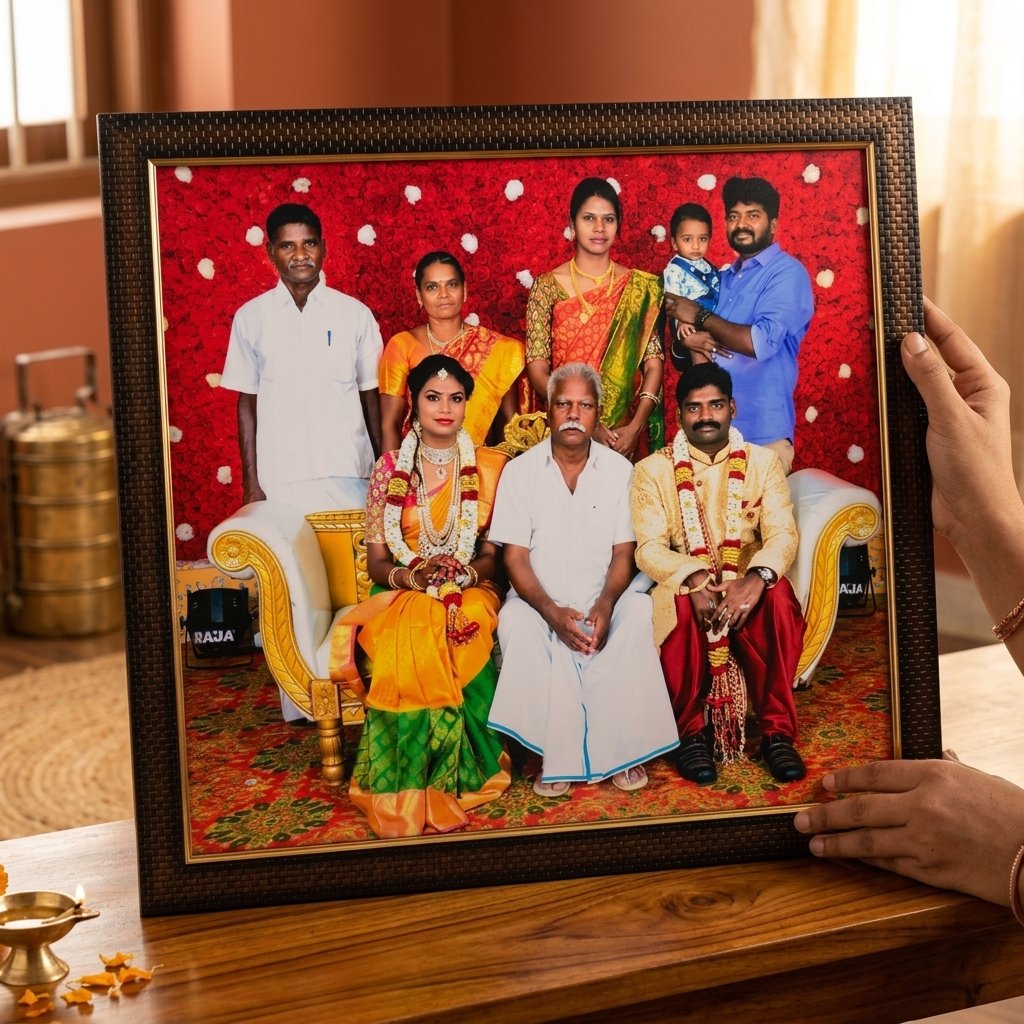 Personalized Family Photo Frame — lifestyle photo in real gifting setting