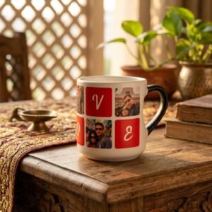 Personalized Heart Handle Magic Mug — lifestyle photo in real gifting setting