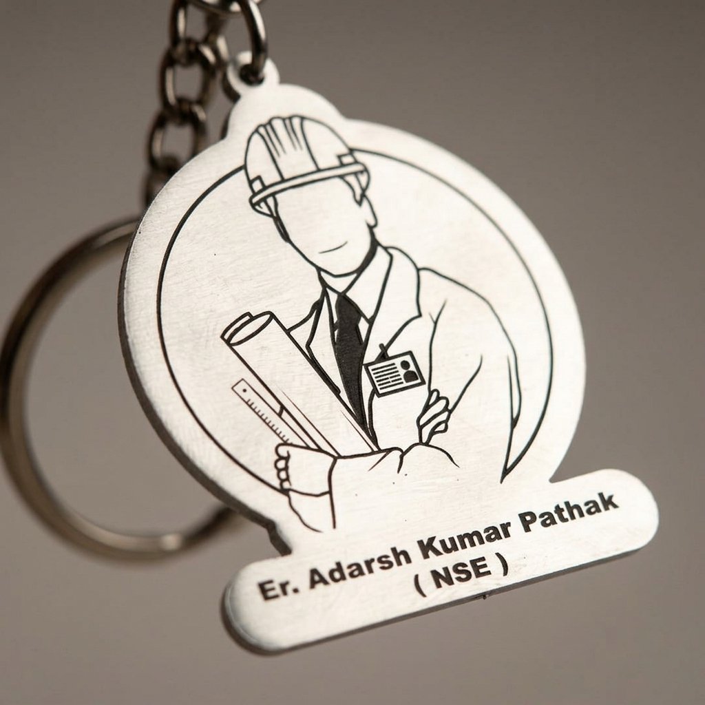 Personalized Metal Keychain for Civil Engineers — close-up detail view showing personalisation and craftsmanship