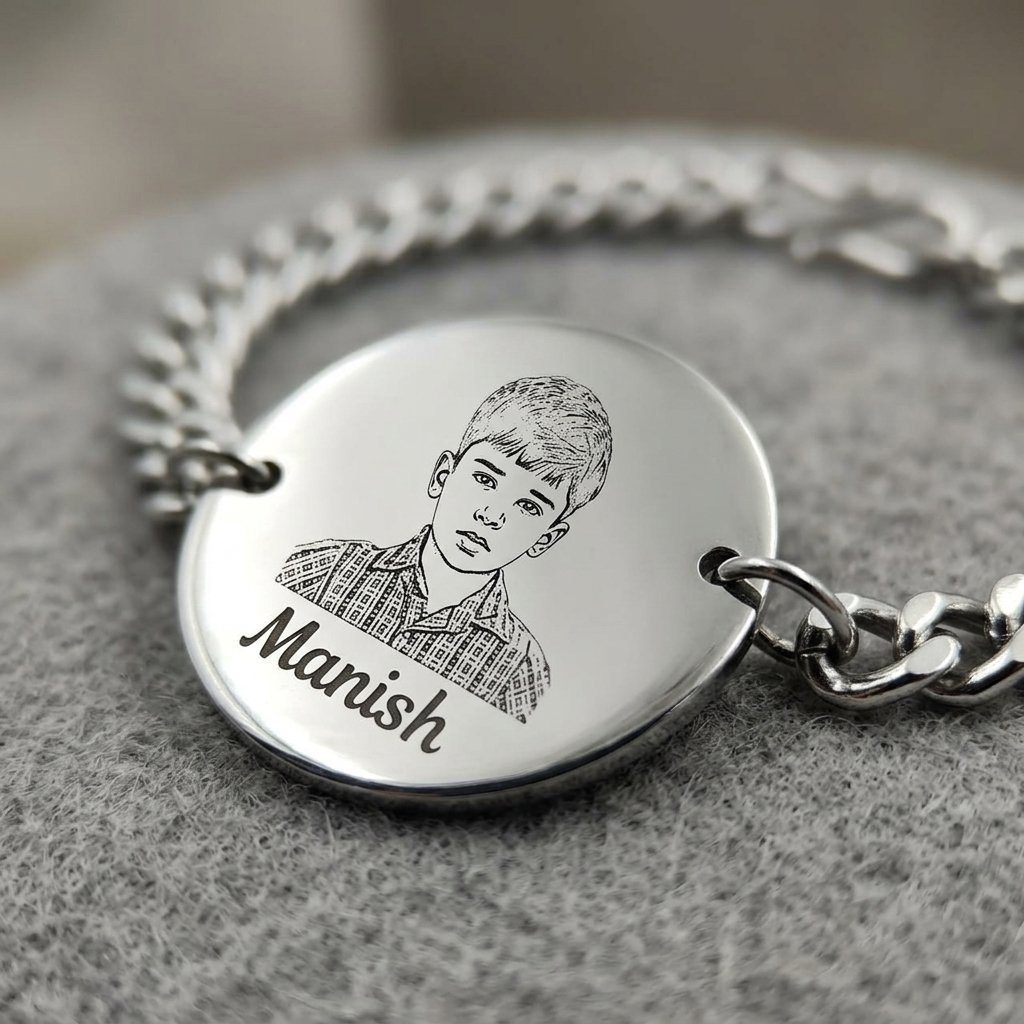 Personalized Picture Engraved Bracelet — close-up detail view showing personalisation and craftsmanship