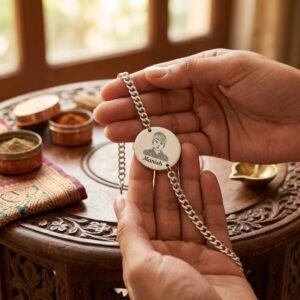 Personalized Picture Engraved Bracelet — lifestyle photo in real gifting setting